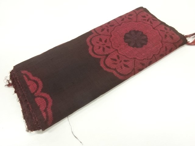 JAPANESE KIMONO / ANTIQUE ARAIHARI FOR KIMONO / SILK / DORO OSHIMA TSUMUGI (5 maruki) / WOVEN FLOWER